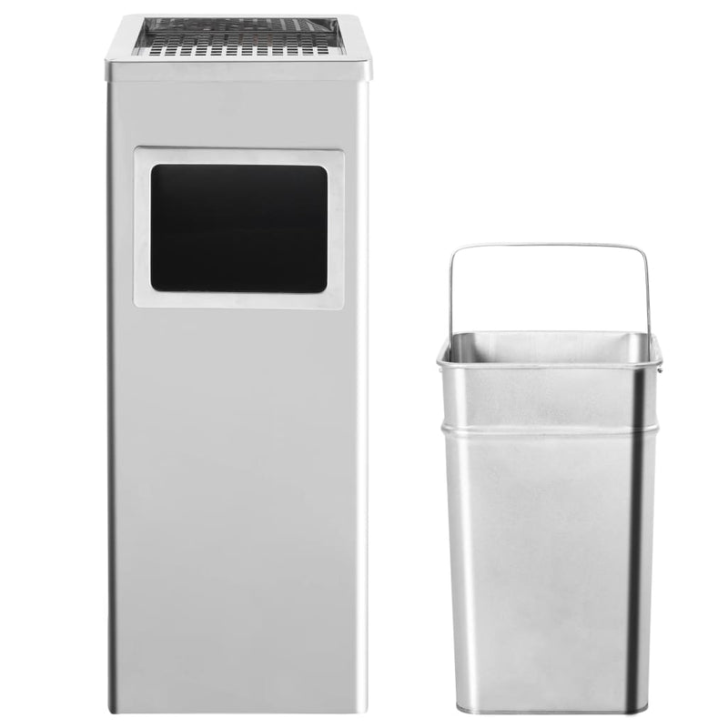 vidaXL Ashtray Dustbin Hotel 45 L Stainless Steel