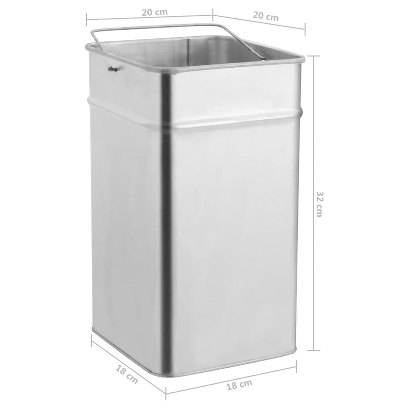 vidaXL Ashtray Dustbin Hotel 45 L Stainless Steel
