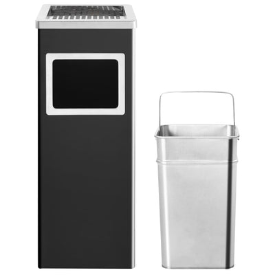 vidaXL Ashtray Dustbin Hotel 45 L Steel Black
