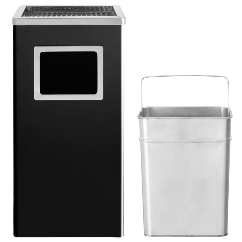 vidaXL Ashtray Dustbin Hotel 45 L Steel Black