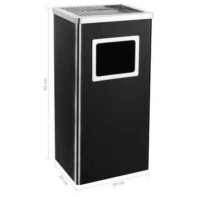vidaXL Ashtray Dustbin Hotel 45 L Steel Black