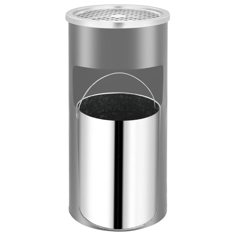 vidaXL Wall Ashtray Dustbin Steel 26 L Black