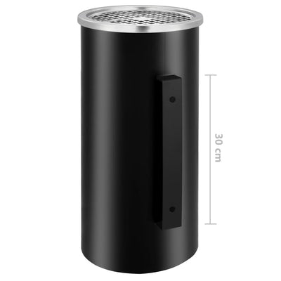vidaXL Wall Ashtray Dustbin Steel 26 L Black