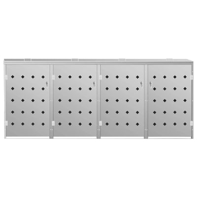 vidaXL Quadruple Wheelie Bin Shed 240 L Stainless Steel