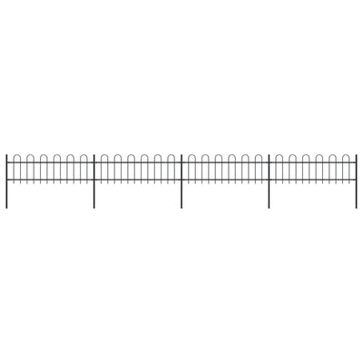 vidaXL Garden Fence with Hoop Top Steel 6.8 m Black