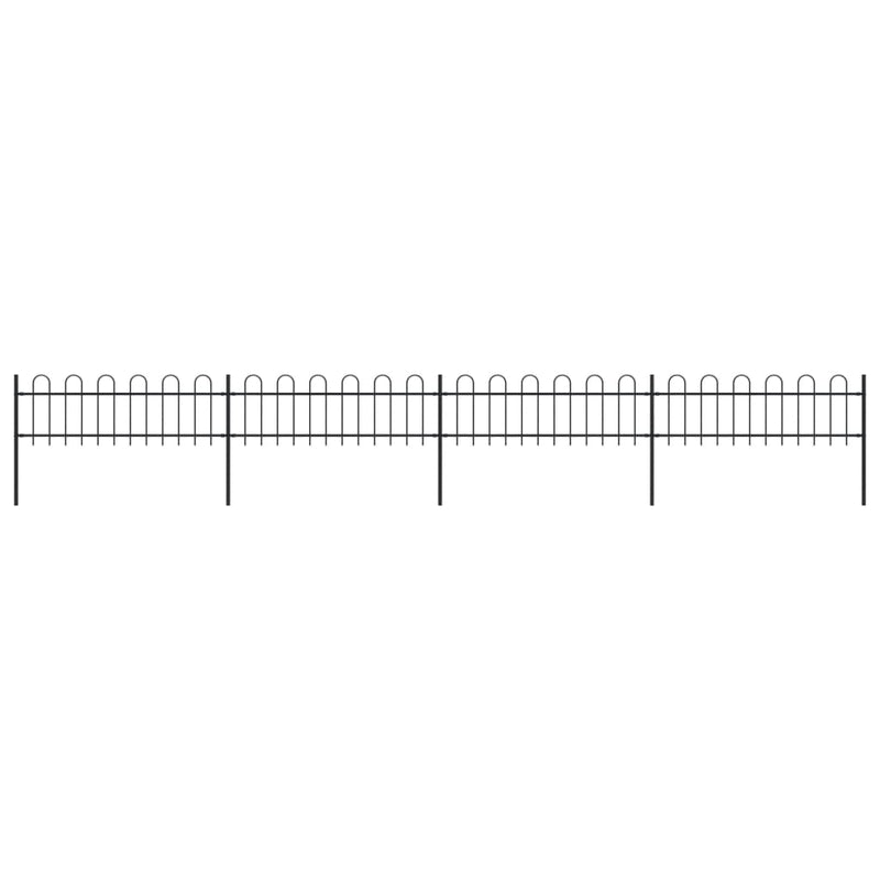 vidaXL Garden Fence with Hoop Top Steel 6.8 m Black