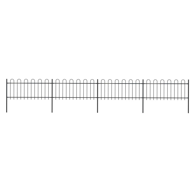vidaXL Garden Fence with Hoop Top Steel 6.8 m Black