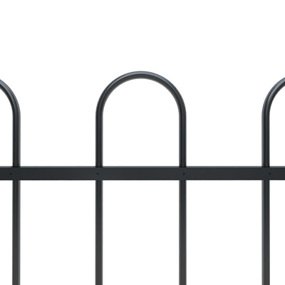 vidaXL Garden Fence with Hoop Top Steel 6.8 m Black