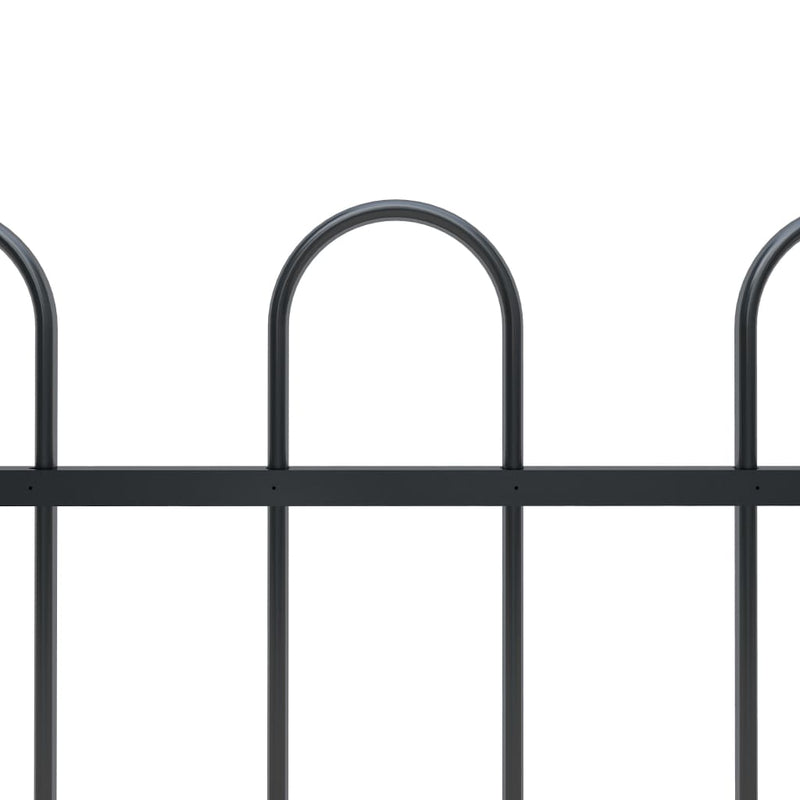 vidaXL Garden Fence with Hoop Top Steel 6.8 m Black