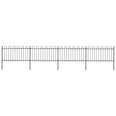 vidaXL Garden Fence with Hoop Top Steel 6.8 m Black