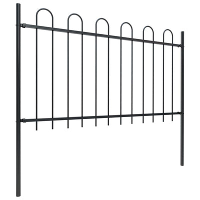 vidaXL Garden Fence with Hoop Top Steel 6.8 m Black