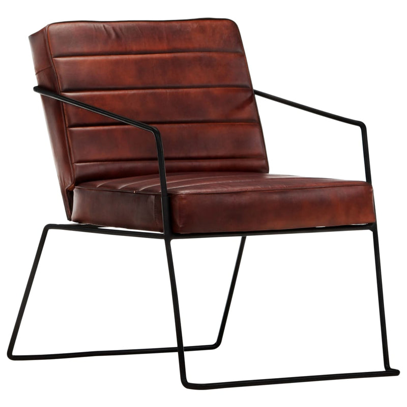 vidaXL Armchair Dark Brown Real Leather