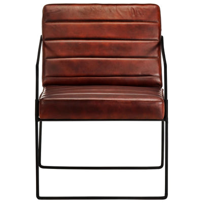 vidaXL Armchair Dark Brown Real Leather