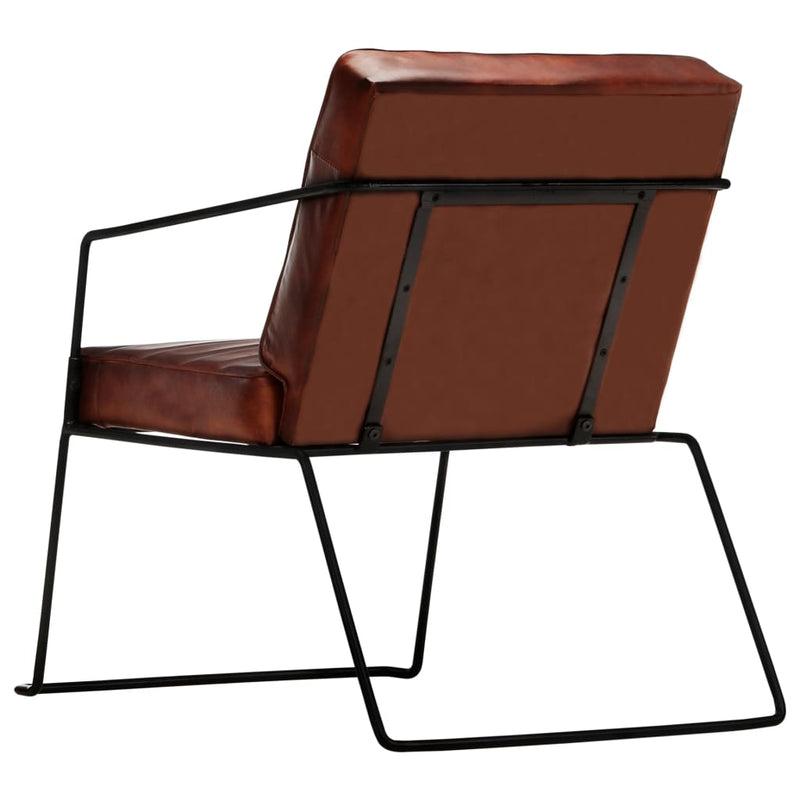 vidaXL Armchair Dark Brown Real Leather
