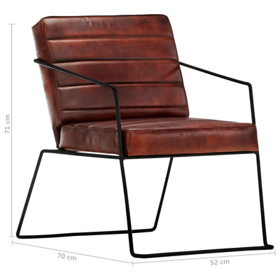 vidaXL Armchair Dark Brown Real Leather