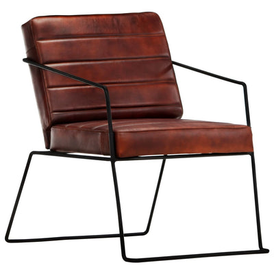 vidaXL Armchair Dark Brown Real Leather