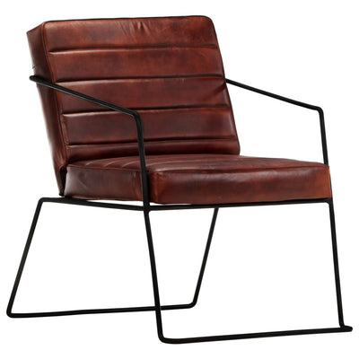 vidaXL Armchair Dark Brown Real Leather