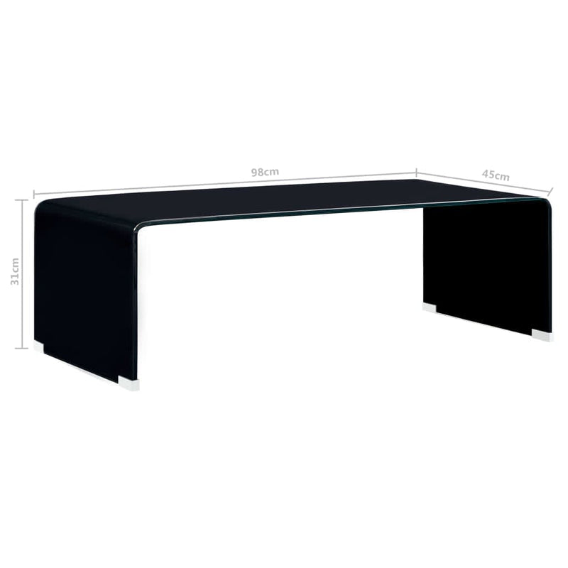 vidaXL Coffee Table Black 98x45x31 cm Tempered Glass