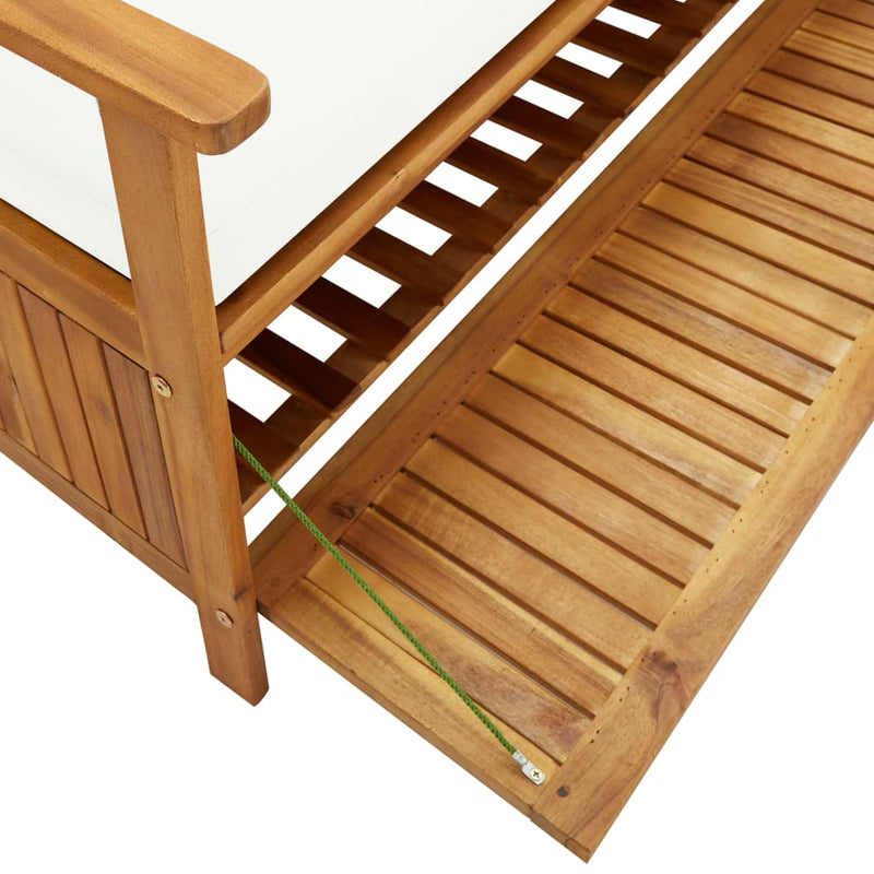 vidaXL Storage Bench with Cushion 148 cm Solid Acacia Wood