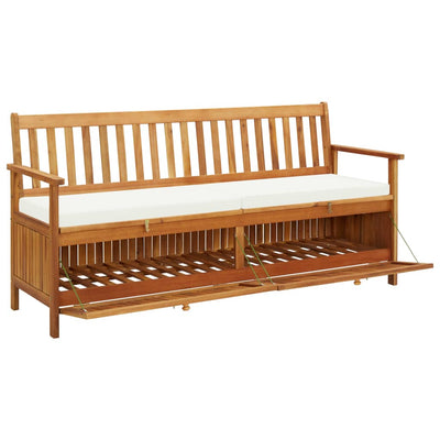 vidaXL Storage Bench with Cushion 170 cm Solid Acacia Wood