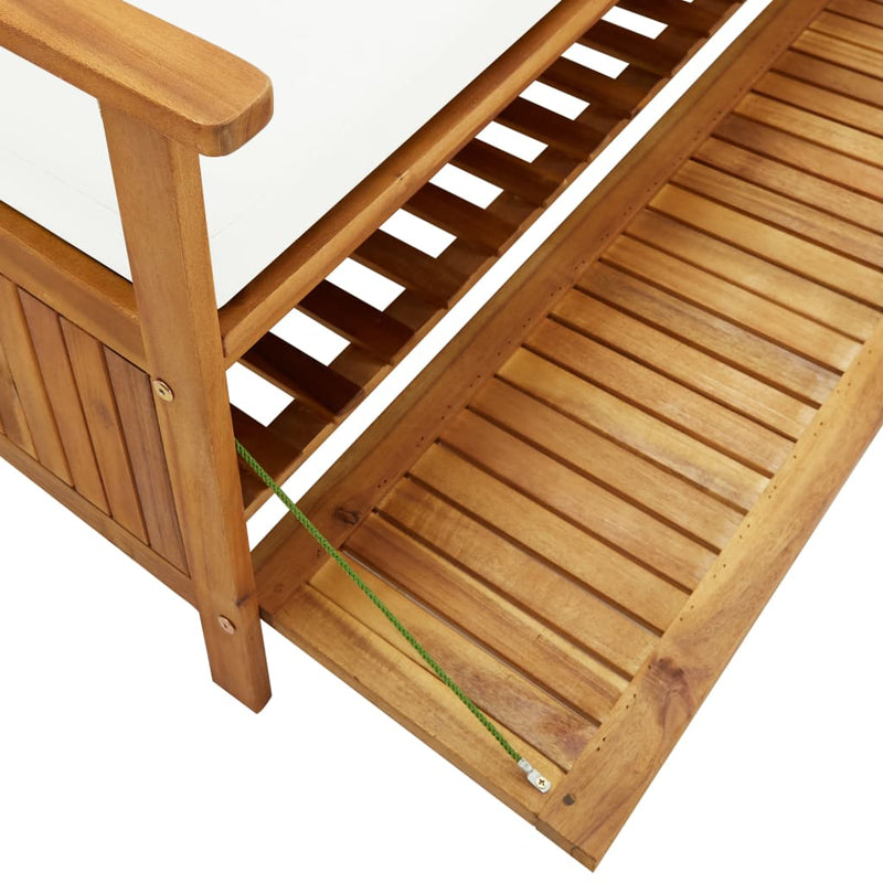 vidaXL Storage Bench with Cushion 170 cm Solid Acacia Wood