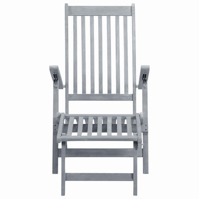 vidaXL Outdoor Deck Chair with Footrest Grey Wash Solid Acacia Wood