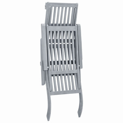 vidaXL Outdoor Deck Chair with Footrest Grey Wash Solid Acacia Wood