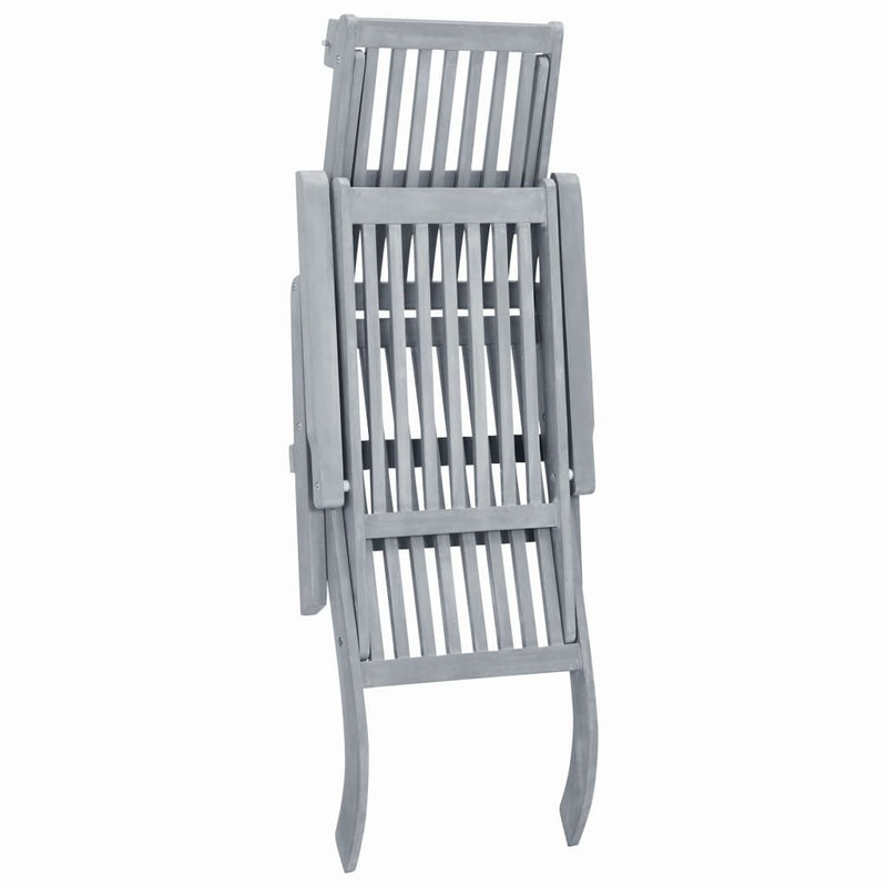 vidaXL Outdoor Deck Chair with Footrest Grey Wash Solid Acacia Wood