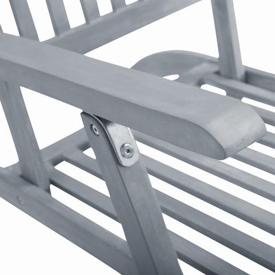vidaXL Outdoor Deck Chair with Footrest Grey Wash Solid Acacia Wood