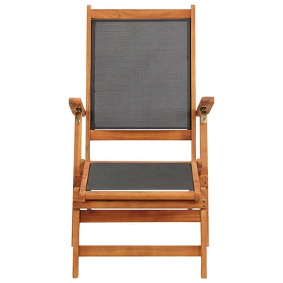 vidaXL Outdoor Deck Chair Solid Acacia Wood and Textilene