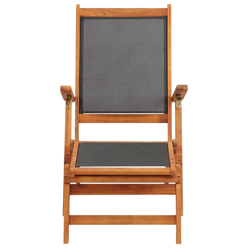 vidaXL Outdoor Deck Chair Solid Acacia Wood and Textilene