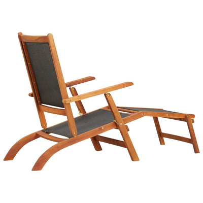 vidaXL Outdoor Deck Chair Solid Acacia Wood and Textilene