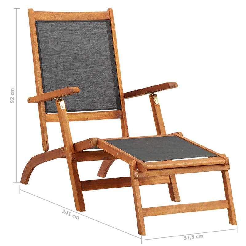 vidaXL Outdoor Deck Chair Solid Acacia Wood and Textilene
