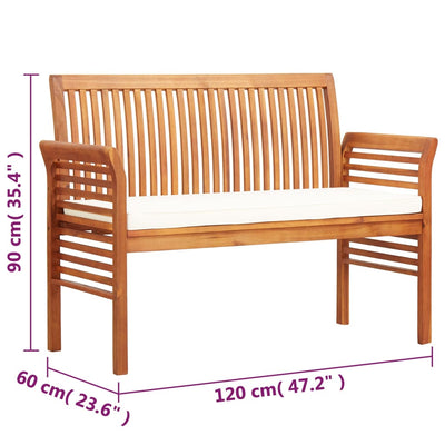 vidaXL 2-Seater Garden Bench with Cushion 120 cm Solid Acacia Wood