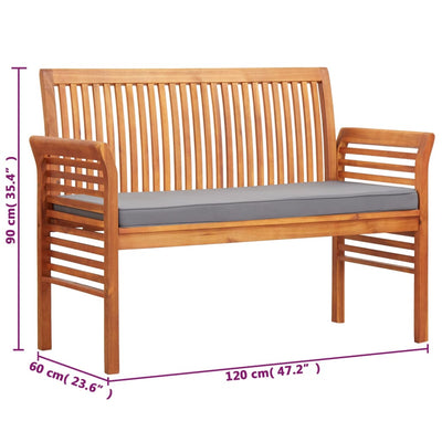 vidaXL 2-Seater Garden Bench with Cushion 120 cm Solid Acacia Wood