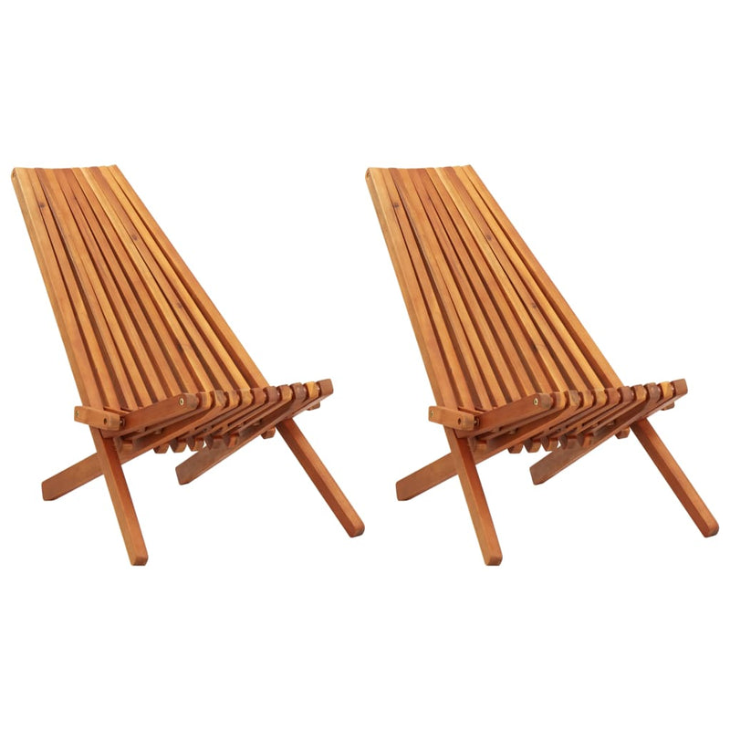 vidaXL Folding Outdoor Lounge Chairs 2 pcs Solid Acacia Wood