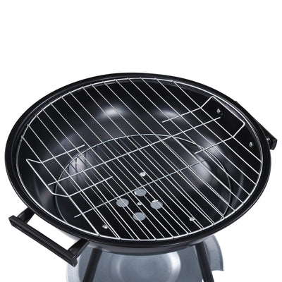 vidaXL Portable XXL Charcoal Kettle BBQ Grill with Wheels 44 cm