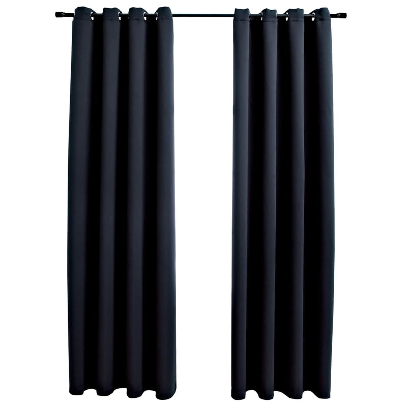 vidaXL Blackout Curtains with Metal Rings 2 pcs Anthracite 140x245 cm
