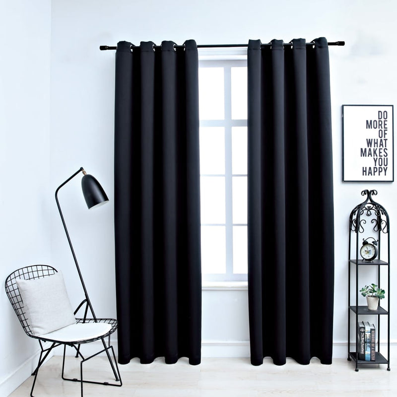 vidaXL Blackout Curtains with Metal Rings 2 pcs Anthracite 140x245 cm