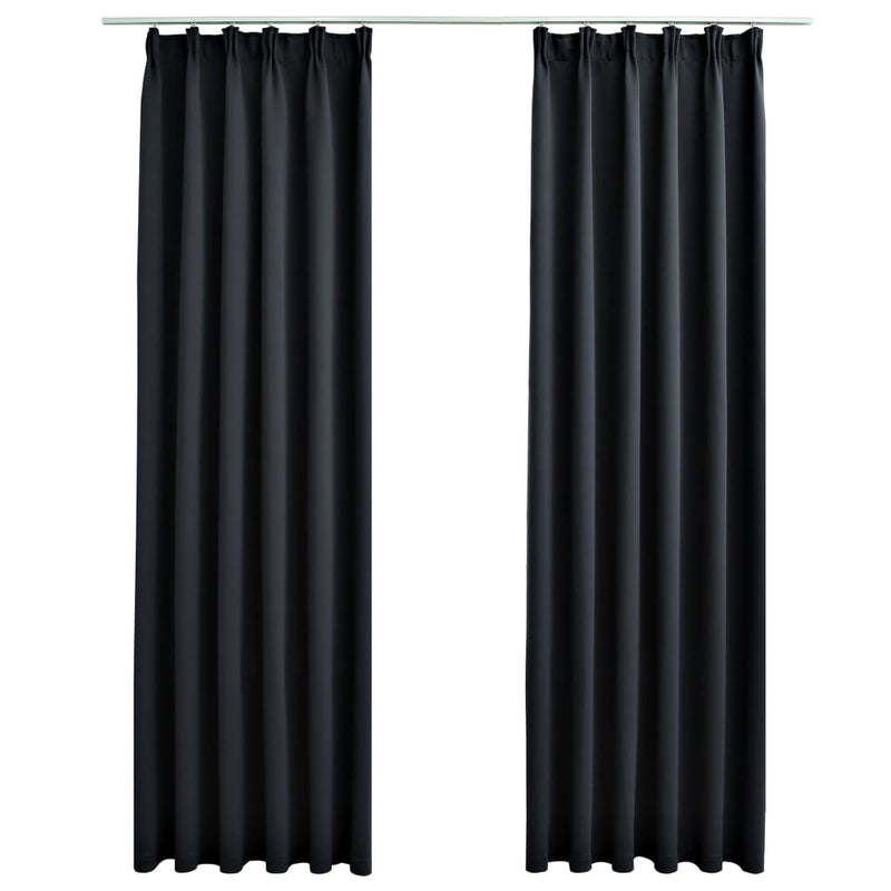 vidaXL Blackout Curtains with Hooks 2 pcs Anthracite 140x245 cm