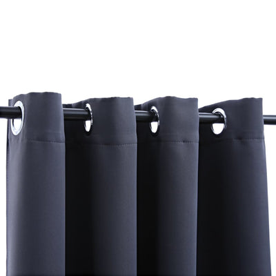 vidaXL Blackout Curtains with Metal Rings 2 pcs Anthracite 140x245 cm