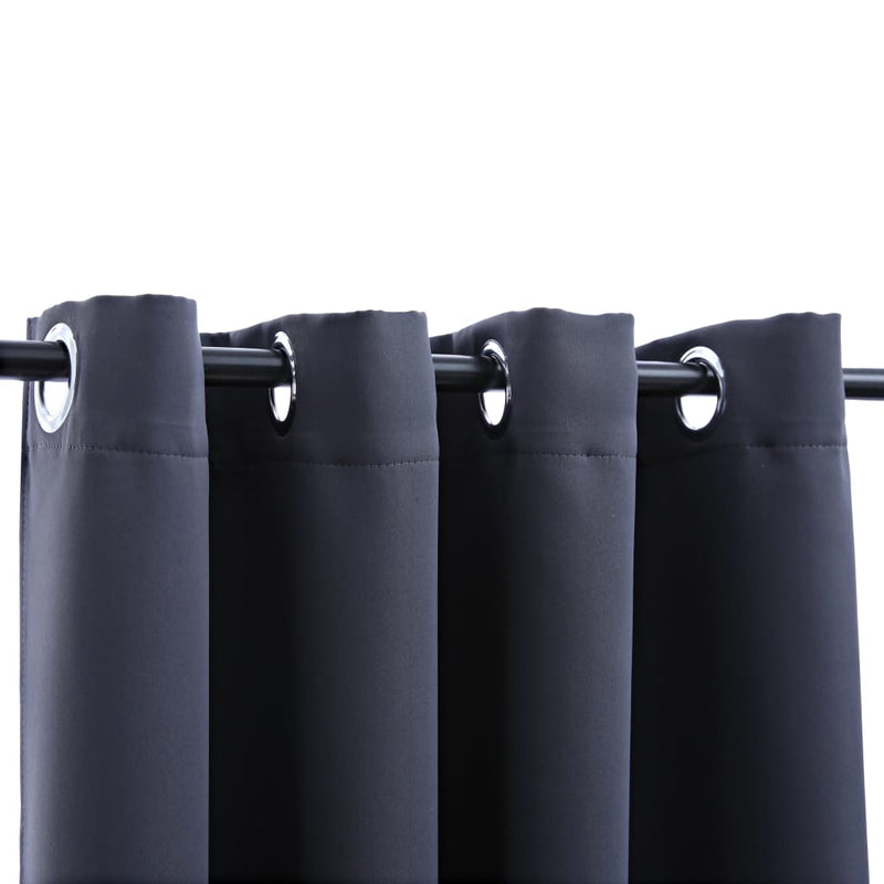 vidaXL Blackout Curtains with Metal Rings 2 pcs Anthracite 140x245 cm