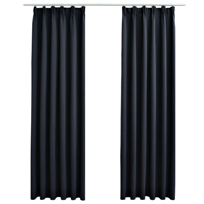 vidaXL Blackout Curtains with Hooks 2 pcs Anthracite 140x245 cm