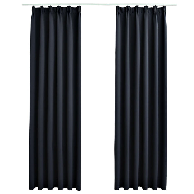vidaXL Blackout Curtains with Hooks 2 pcs Anthracite 140x245 cm
