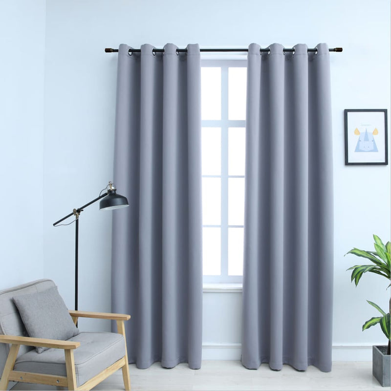 vidaXL Blackout Curtains with Metal Rings 2 pcs Anthracite 140x245 cm