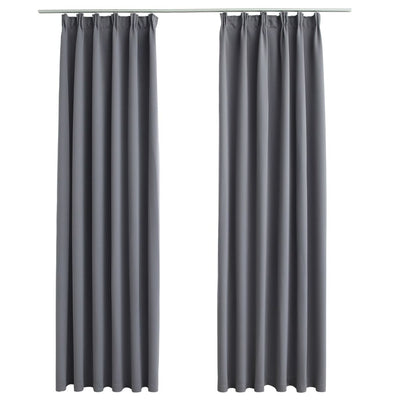 vidaXL Blackout Curtains with Hooks 2 pcs Anthracite 140x245 cm