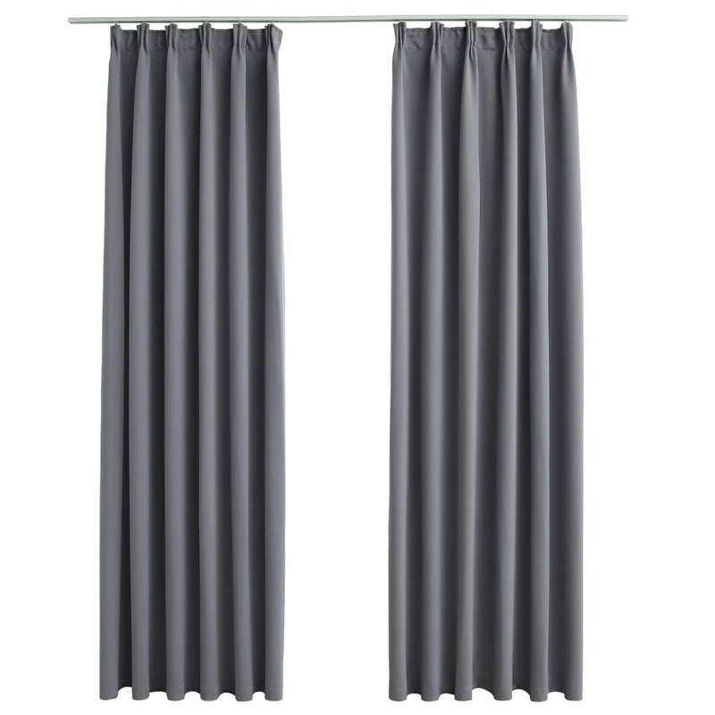 vidaXL Blackout Curtains with Hooks 2 pcs Anthracite 140x245 cm