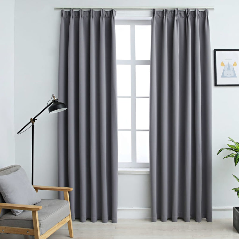 vidaXL Blackout Curtains with Hooks 2 pcs Anthracite 140x245 cm