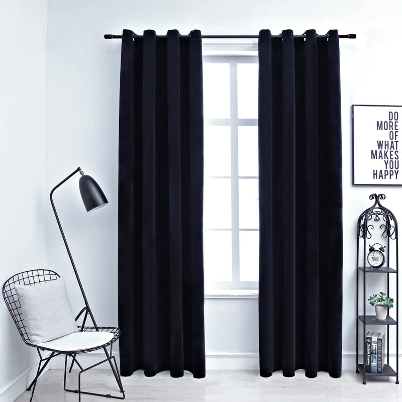 vidaXL Blackout Curtains with Rings 2 pcs Velvet Anthracite 140x245 cm