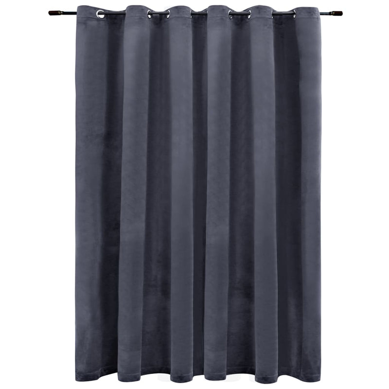 vidaXL Blackout Curtain with Metal Rings Velvet Anthracite 290x245 cm